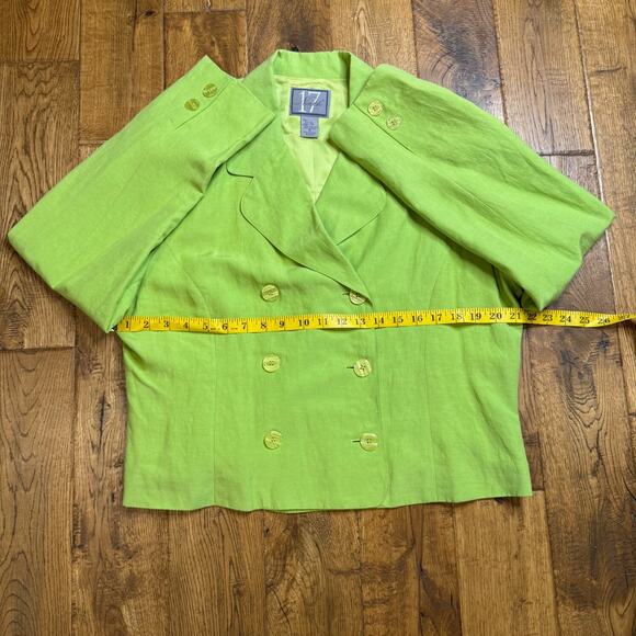 VTG 80s Womens Blazer Lime Green Silk Linen Blend Sz 16 and Mock Tank Set Sz L - Picture 4 of 11